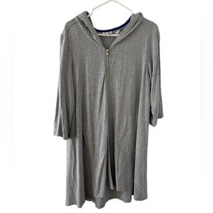 St. Tropez West Zip Front Hooded Cardigan Beach Cover Up Grey XL